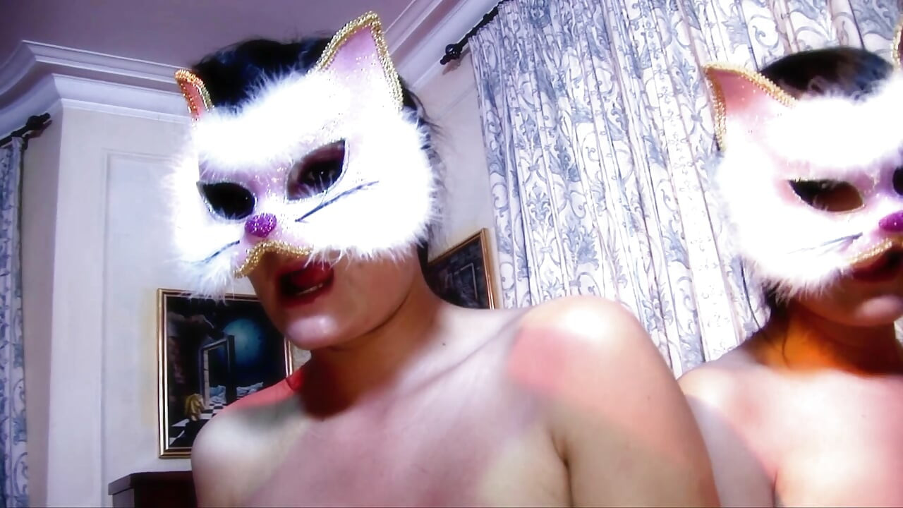 Orgy with hot masked twin sluts in fishnets and stockings