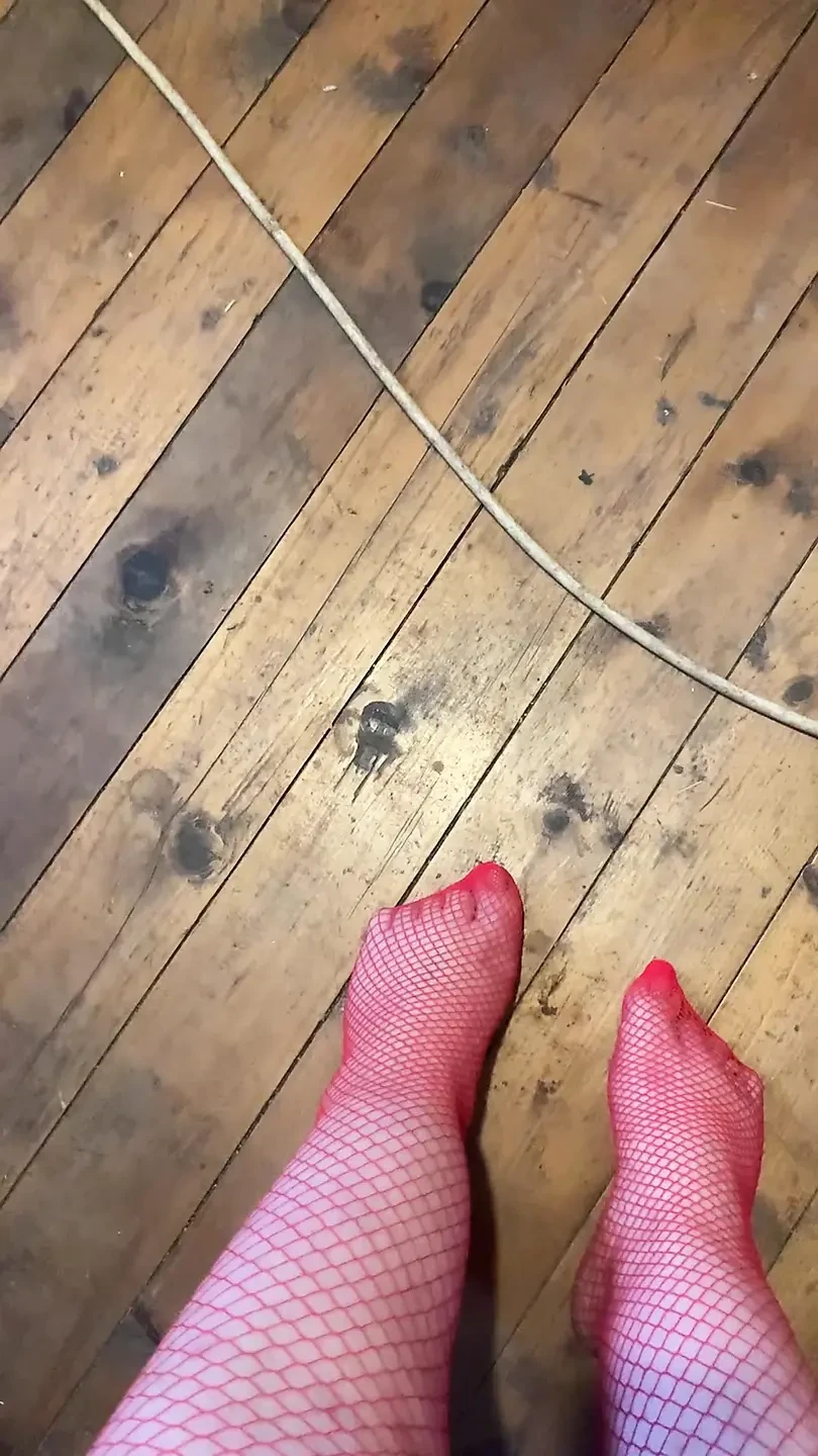 Red fishnet socks