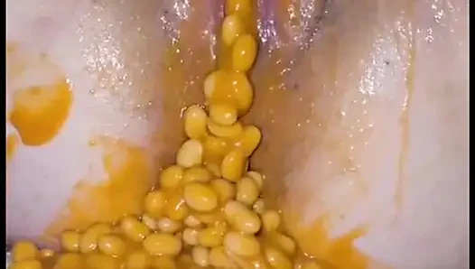 Messy spunk and food filled cunt