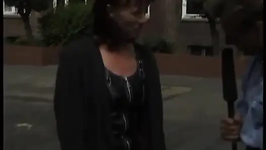 Blonde milf giving an interview