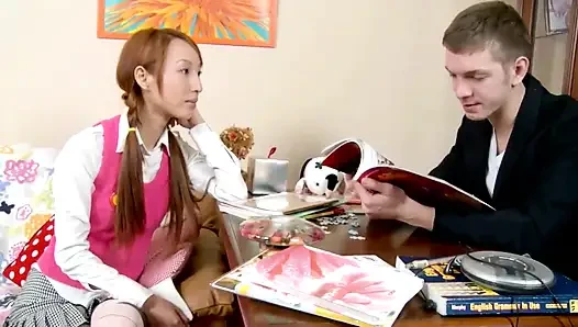 Hot young Asian bitch takes a nice cock in the ass