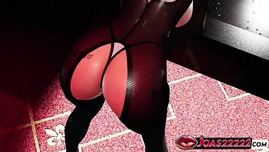 Naylon takım elbiseli seksi büyük memeli Riri kulüp sahnesi: sert memeler yüksek sesle inleyerek oynuyor, sert göte şaplak atıyor ve yoğun amcık yalama fışkırtıyor