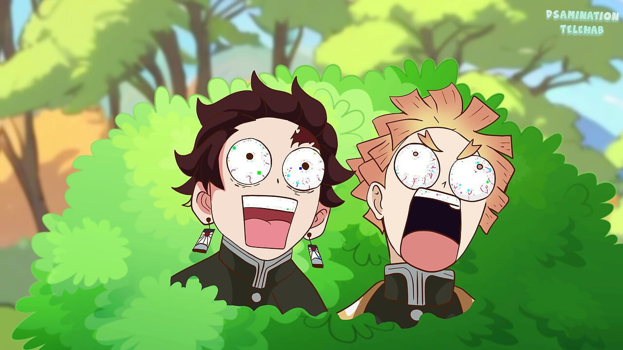 Kanroji Mitsuri w łodzi i zerżnięta przez tłok z dildem (Tanjiro i Zenitsu oglądają to) Demon Slayer hentai anime