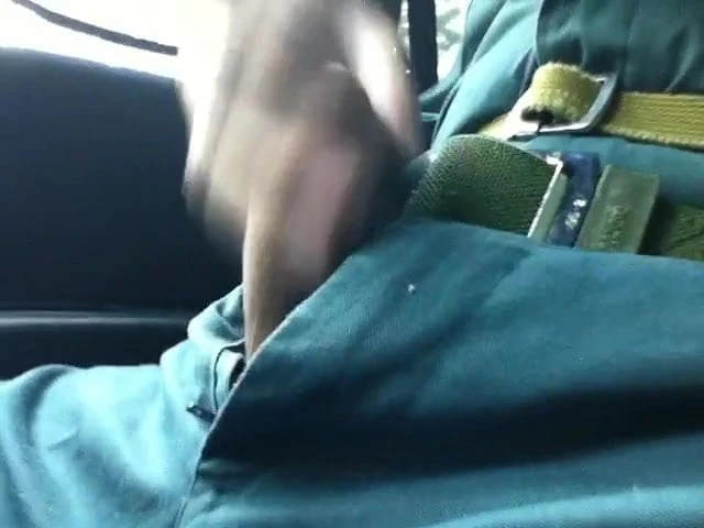 powerlineman jerk off in the car