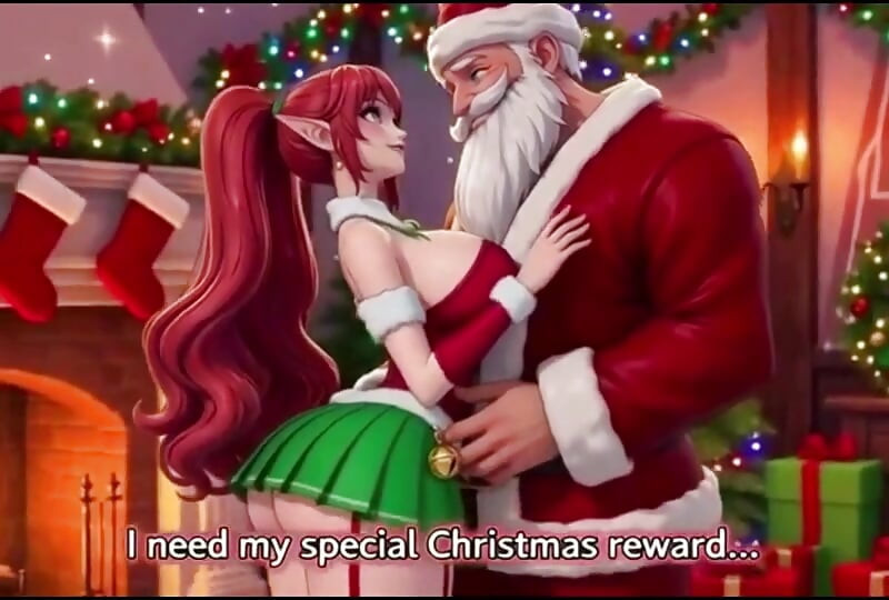 Santa give special gift to busty milf on Christmas