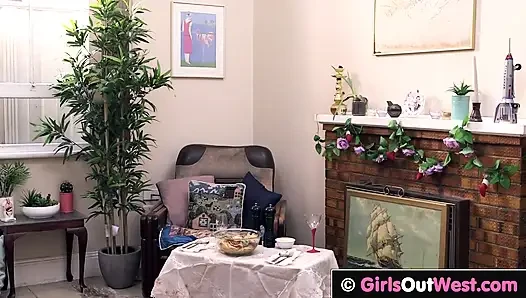 Curvy chick with huge boobs gets licked by her hairy girlfriend