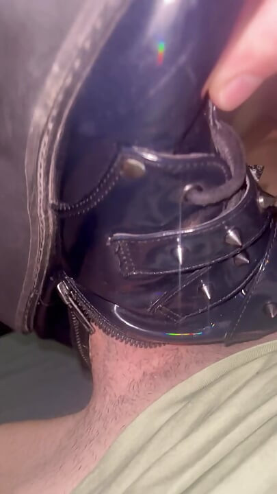 My Sister's Boots Feel Amazing! My Cock Fits Perfectly Tight Inside Brie's Demonia Boots (Size 10) Foot Fetish Goth Leather