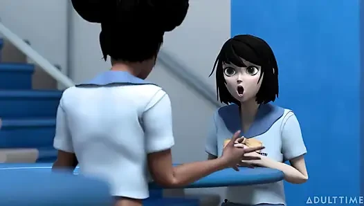 Hentai sex College Episode 8 - Bffs mit dicken titten üben zusammen scissoring an der Hentai sex university
