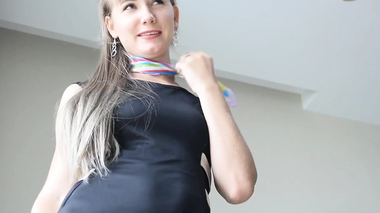 Your secretary's satin scarf on your cock!