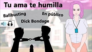 Spanish Rol JOI CBT - Tu ama te humilla en una fiesta.