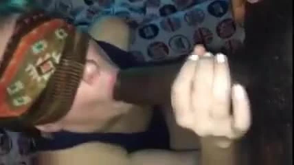 Blinfolded tenant eats my cum