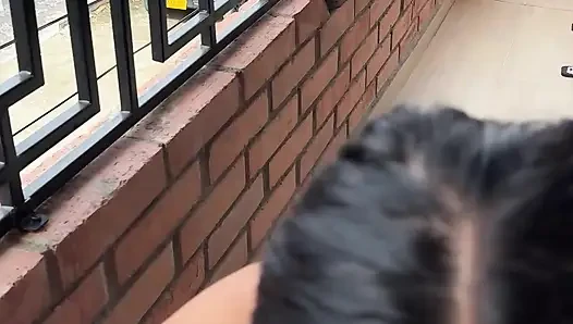 stepsister showing too much on the balcony, she likes me to put his cock in her until she makes her cum