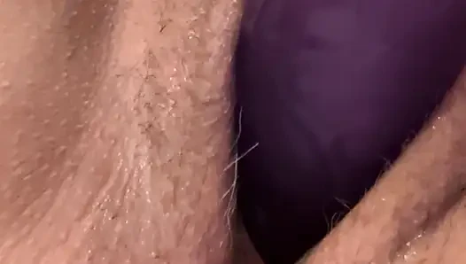 big purple dildo gives this MILF the best orgasms
