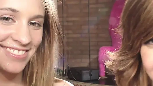 They will be famous - Two hot babes share big cock