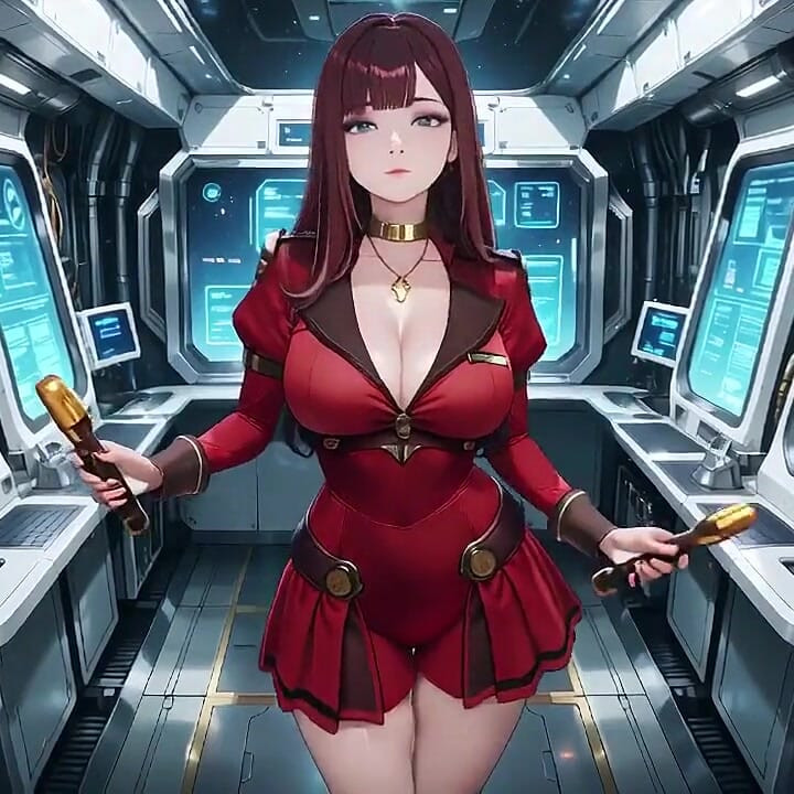 Red-haired Commander! Private Moments in the Sci-fi Ship Cockpit