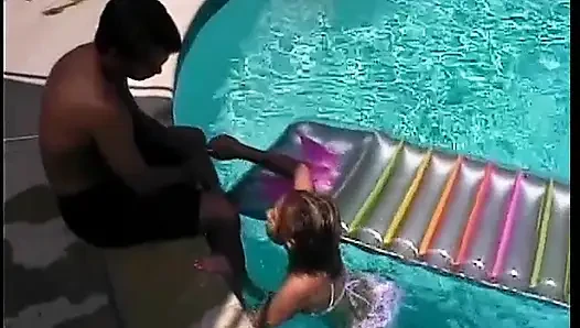Young girl with hairy pussy fucked doggystyle in a garden