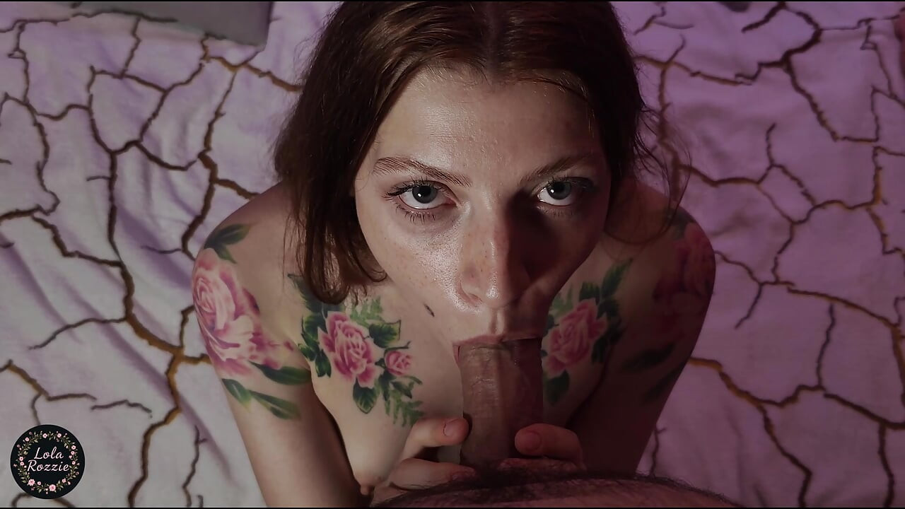 Red-Haired Lola Rozzie Sucks Well And Gets Cum In Her Mouth And On Her Chest