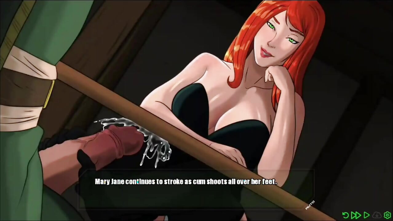 Mary Jane rubs her foot on Doom's Monster cock in footjob - doomination gameplay
