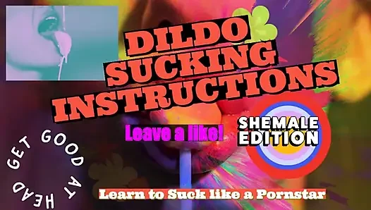 Dildo emme talimatları transeksüelin büyük lezzetli bir yarağı var ve onu emecek