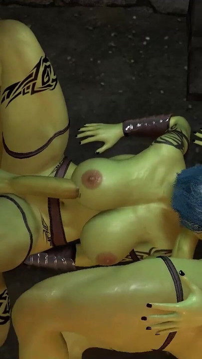Captivating moment from "Anal Missionary with Shemale Futa Orc in a Threesome"