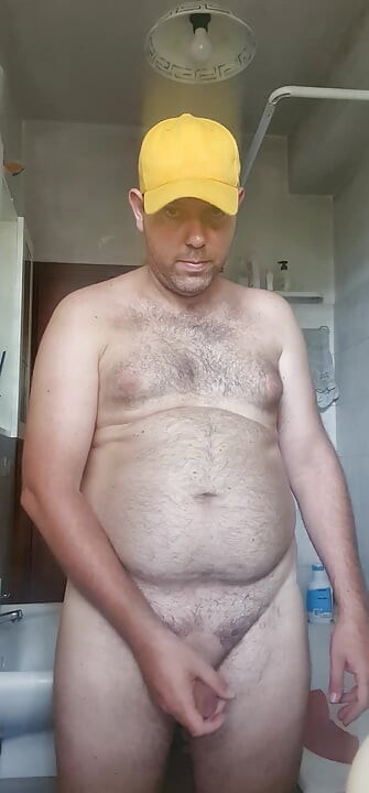 All naked with a yellow hat