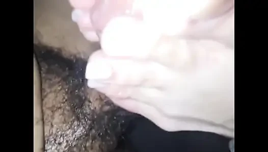 Sexy foot goddess MILF ass play wet foot job