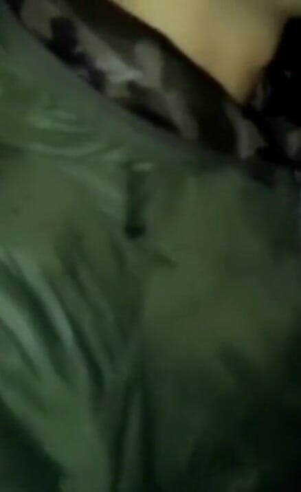 Outdoor Night Walking with Face Covered by Cum and Cum Tasting