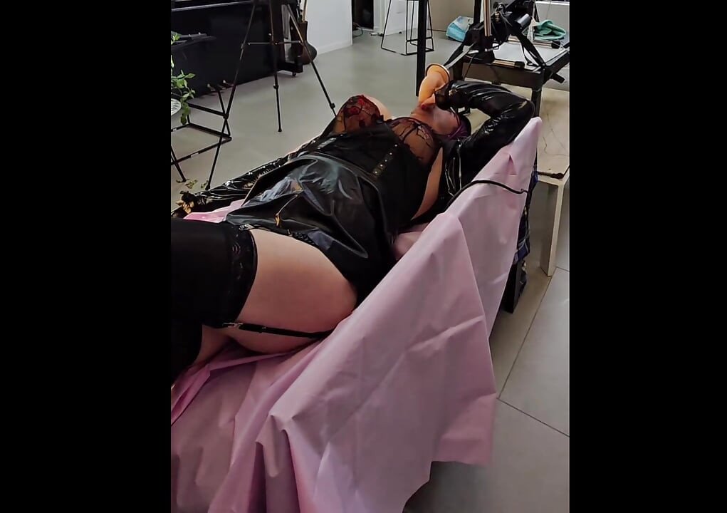 Compilation Sissy Lola outfit black cat latex shoves sex toys into her little ass and cums without hands