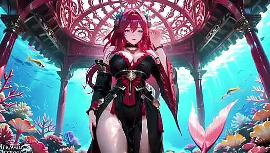 Forbidden Feast in the Underwater Palace, Black and Red Kimono Slightly Wet.