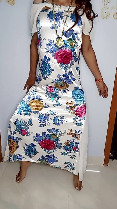 stepmom sexy satin gown and bra panty