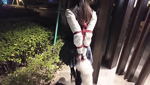 HS19 - девушку в школьной форме связали, бродят по улицам