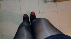 Shiny pantyhose ASMR and high heels