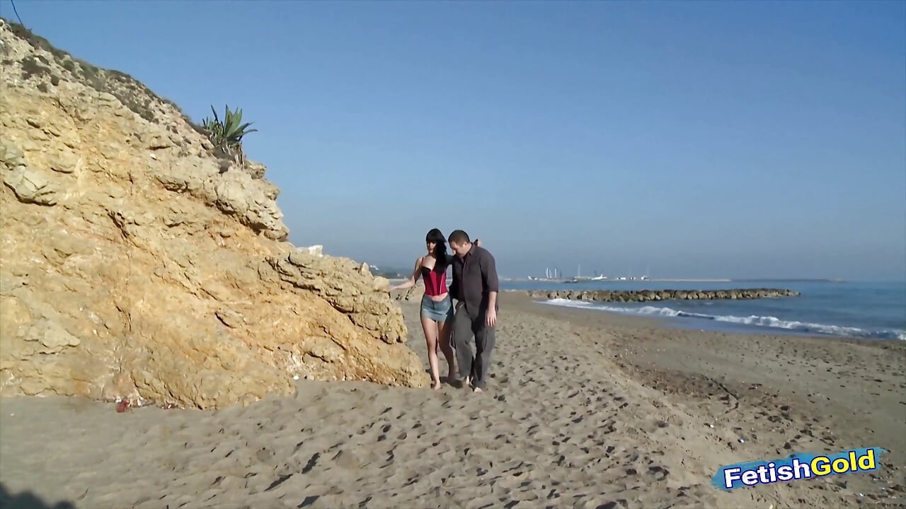 Stepfather fucks his young skinny stepdaughter on a beach