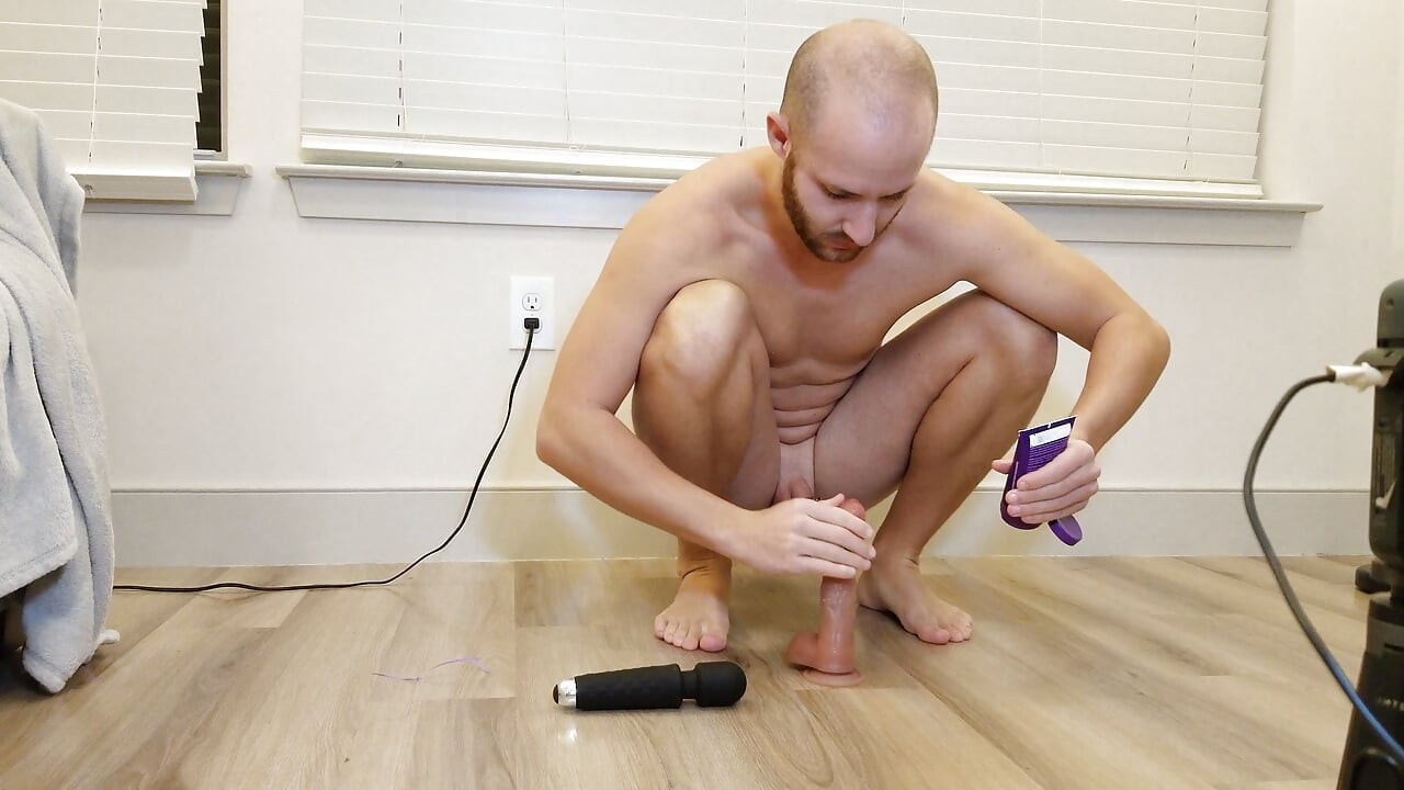 Putting on Chastity Then Riding Dildo
