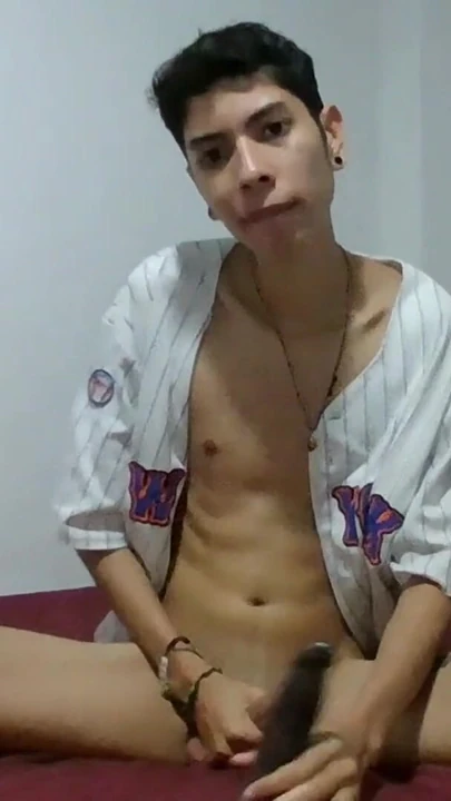 Jerking my bick twink cock while sucking a black dildo until I cum. | Clip 1