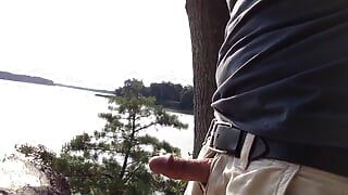 I masturbate outdoors in a woods while thinking about your big cock