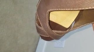 Cum on brown heels