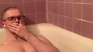 Big Dick jock moaning a lot jerking in the bathtub pt2