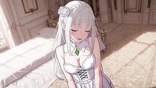 Emilia gives you her wet pussy Re:Zero hentai