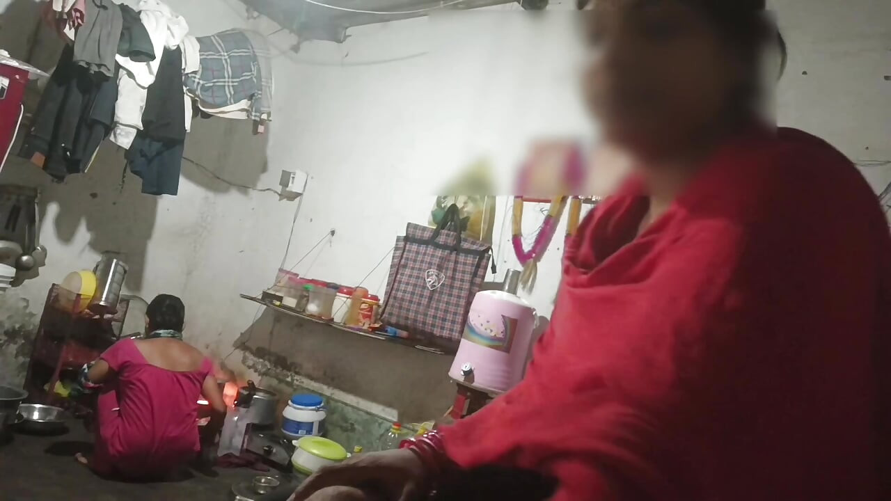 Stepsister did a handjob for the first time in front of stepmom, sucked cock, showed big tits in Hindi audio