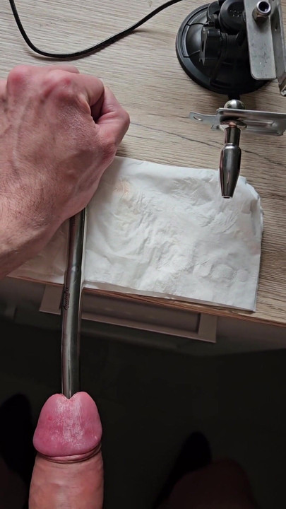Thrilling moment from "extreme cocksounding and urethra stretch with machine Part 2"