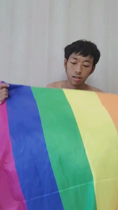 Asian boy moans masturbates big cumshot and eats cum on beautiful living room sofa | Clip 2