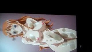 Anime cum eerbetoon sop - Nami een stuk sperma eerbetoon aan enorme tieten