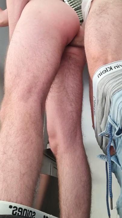 A quick bare fuck in the highway  toilet full gay movie with cumshots | Clip 1