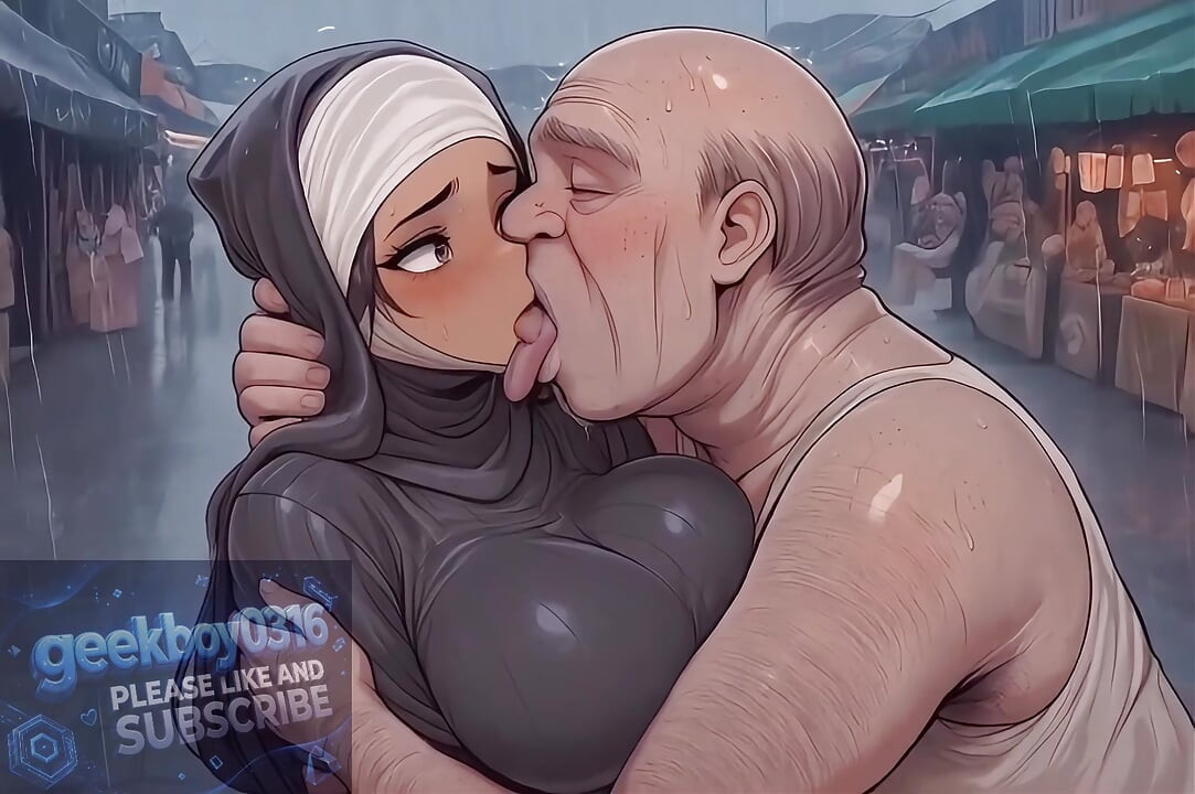 Malaysian hijab girl at street market with big breasts and big butt - ugly man, kiss, sex - hentai ai video