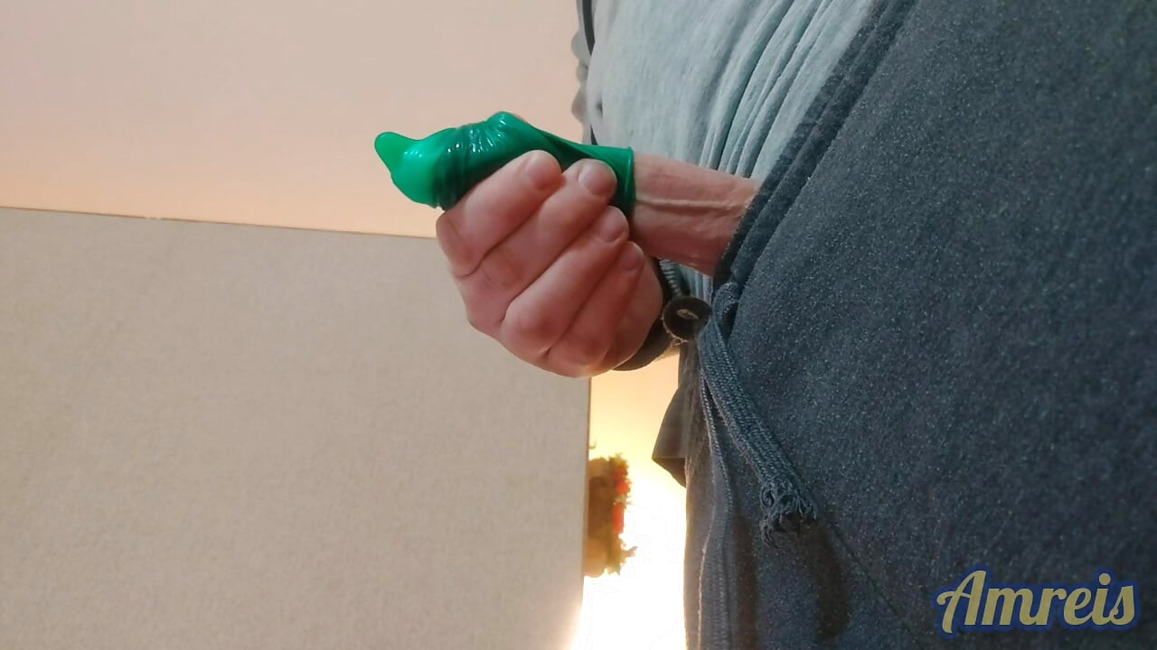 Aggressive orgasm and filling the condom with your sperm.
