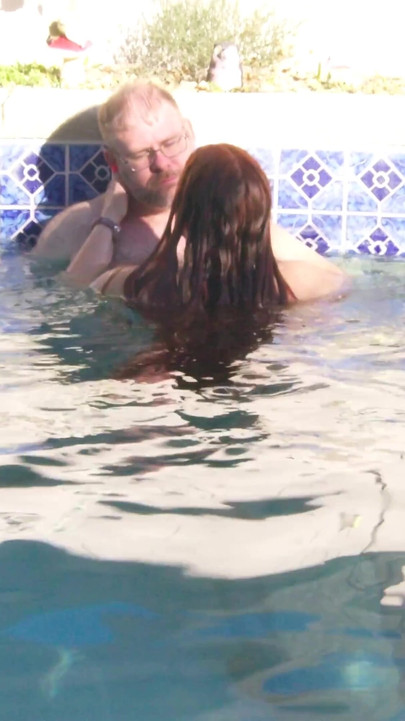 Underwater Outdoor Pool Sex with Long Hair Redhead Rapunzel MILF