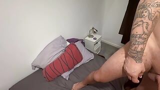 British man rubbing his cock and balls with a hairbrush while jerking off for you