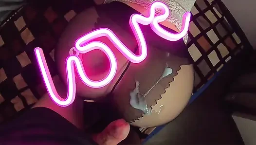 Big Ass Babe in Pantyhose Sucks Cock and Fucks by the Light of Pink Lamp...