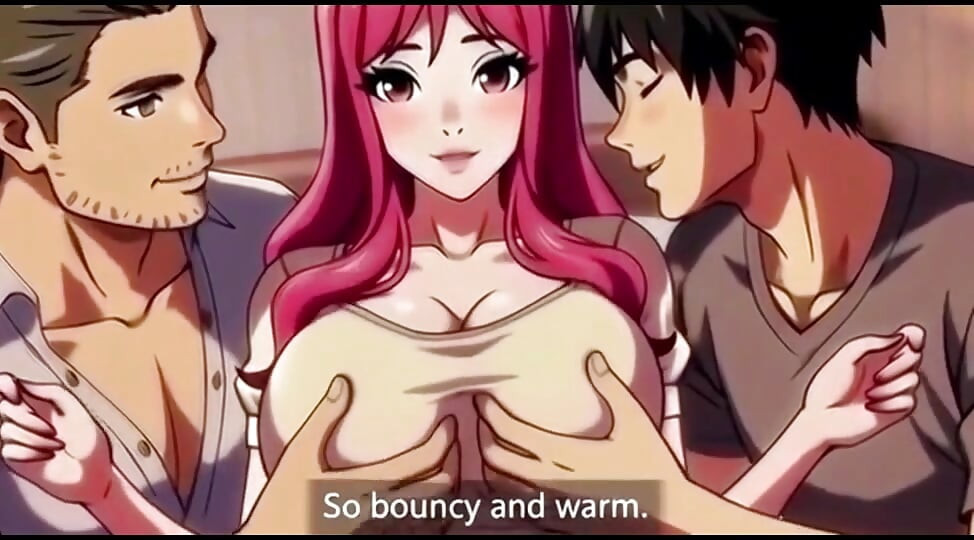 Two boy and one girl threesome in hotel room